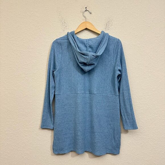 J. JILL Hooded Ribbed Knit Tunic Sweater Long Sleeve in Blue - Picture 5 of 9